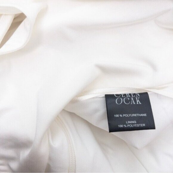 NWT Ceren Ocak x REVOLVE Vegan Leather One Shoulder Cutout Bodysuit S White - Picture 14 of 14